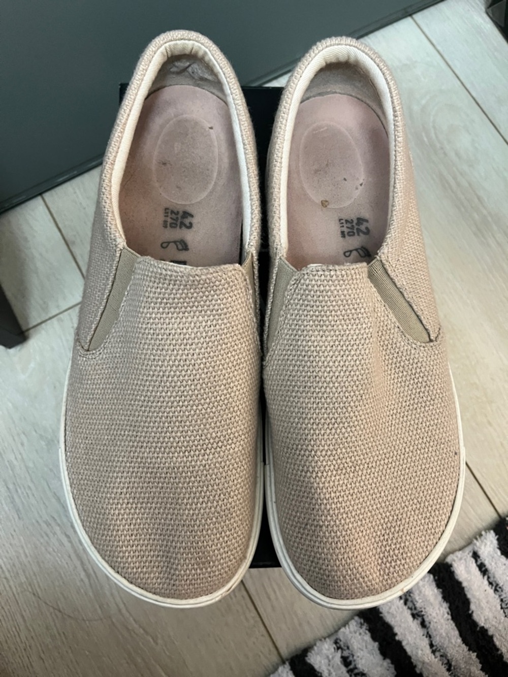 Birkenstock Men's Slip-On Knit Loafers in Light Beige